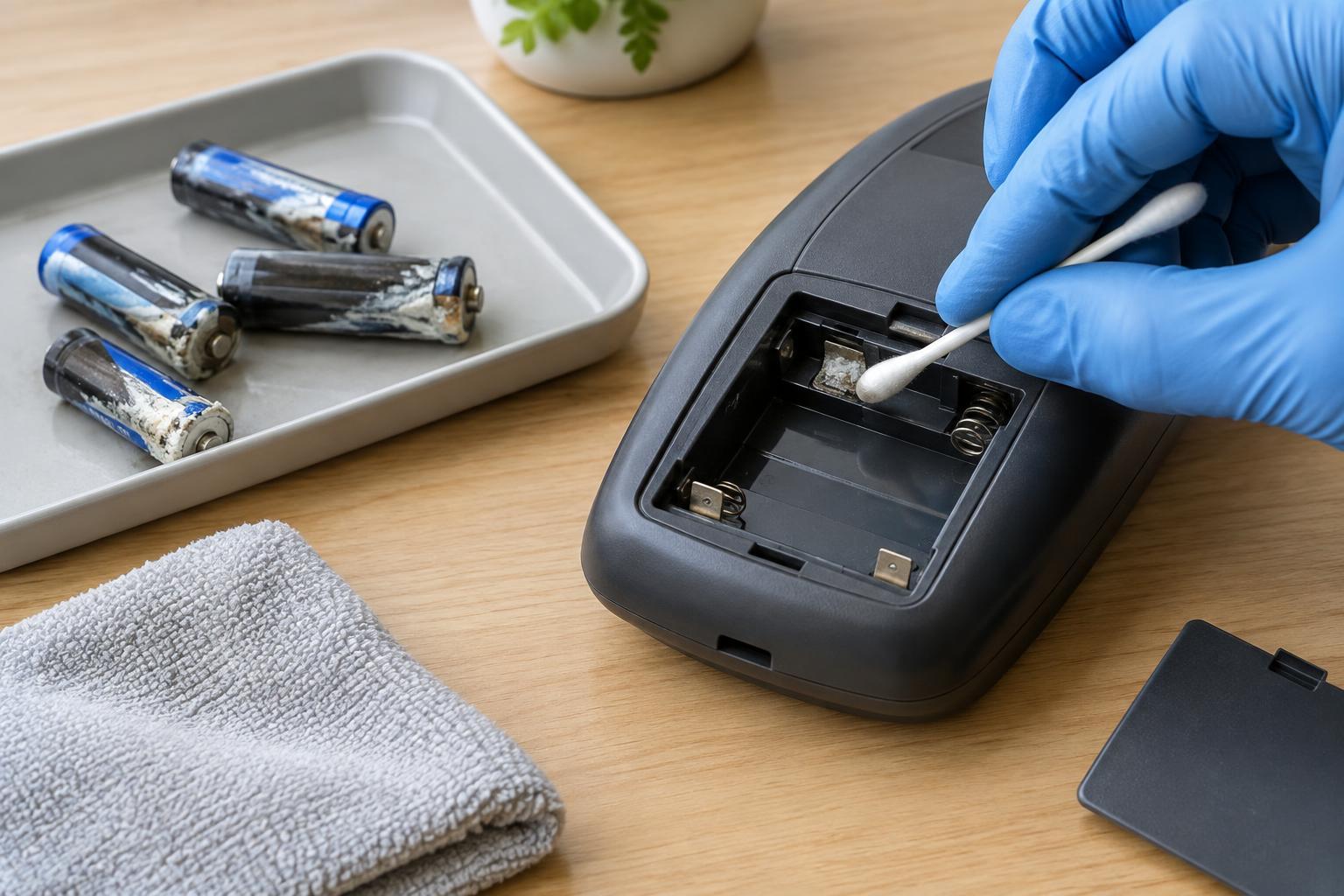 How to Clean Alkaline Battery Leakage From a Removable Battery Compartment