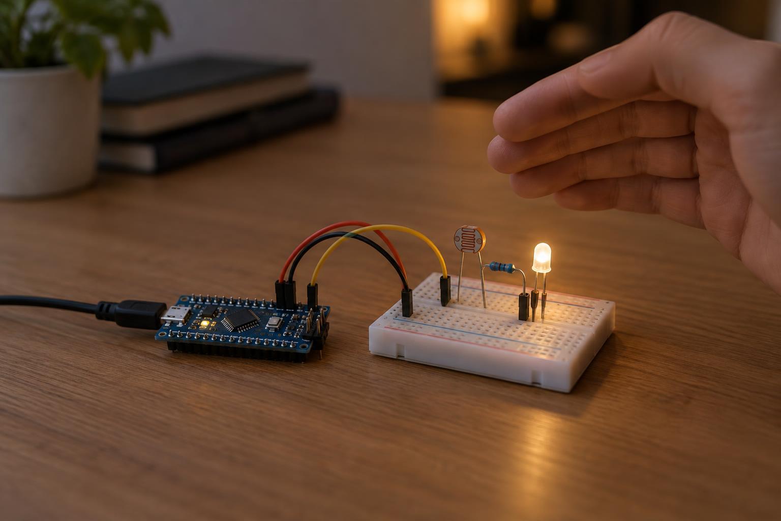 Build a Photoresistor-Controlled Night-Light With a 3.3 V Microcontroller